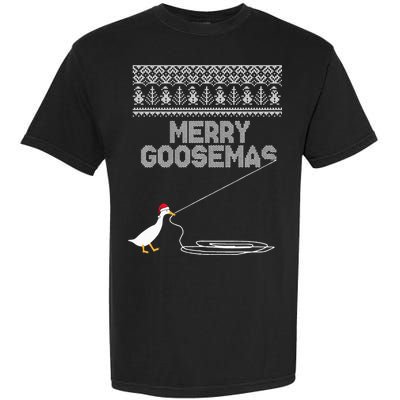 Funny Ugly Christmas Sweater Merry Goosemas Farm Life Garment-Dyed Heavyweight T-Shirt
