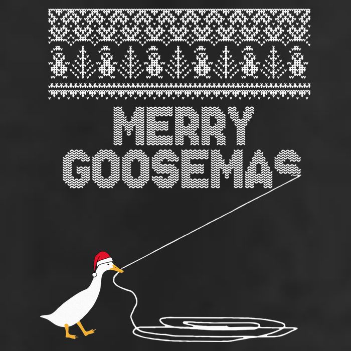 Funny Ugly Christmas Sweater Merry Goosemas Farm Life 7 Panel Mesh Trucker Snapback Hat