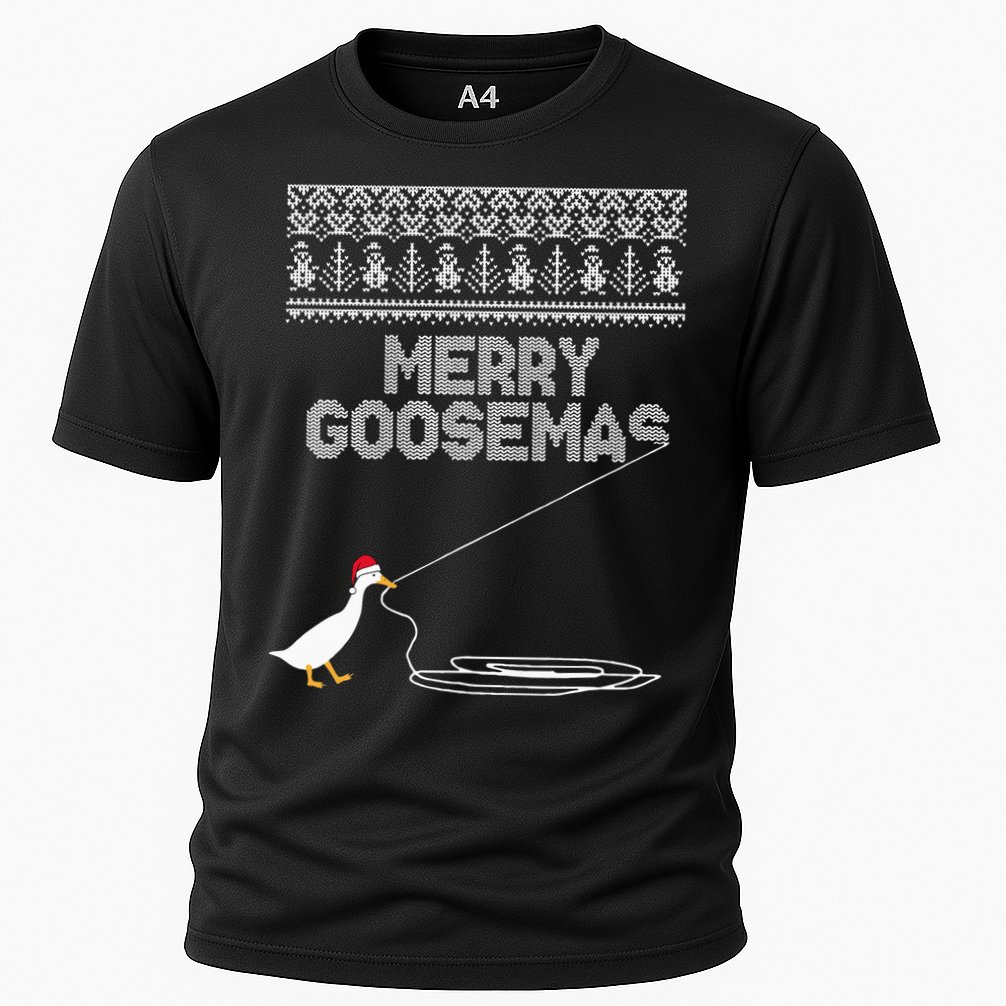 Funny Ugly Christmas Sweater Merry Goosemas Farm Life Cooling Performance Crew T-Shirt