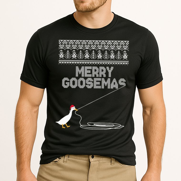 Funny Ugly Christmas Sweater Merry Goosemas Farm Life Cooling Performance Crew T-Shirt