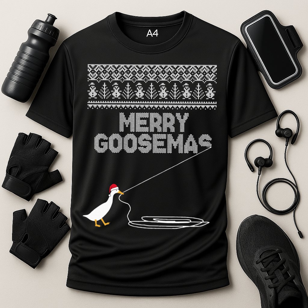 Funny Ugly Christmas Sweater Merry Goosemas Farm Life Cooling Performance Crew T-Shirt