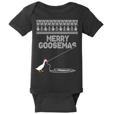 Funny Ugly Christmas Sweater Merry Goosemas Farm Life Baby Bodysuit