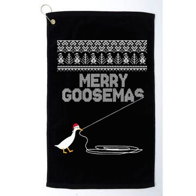 Funny Ugly Christmas Sweater Merry Goosemas Farm Life Golf Towel