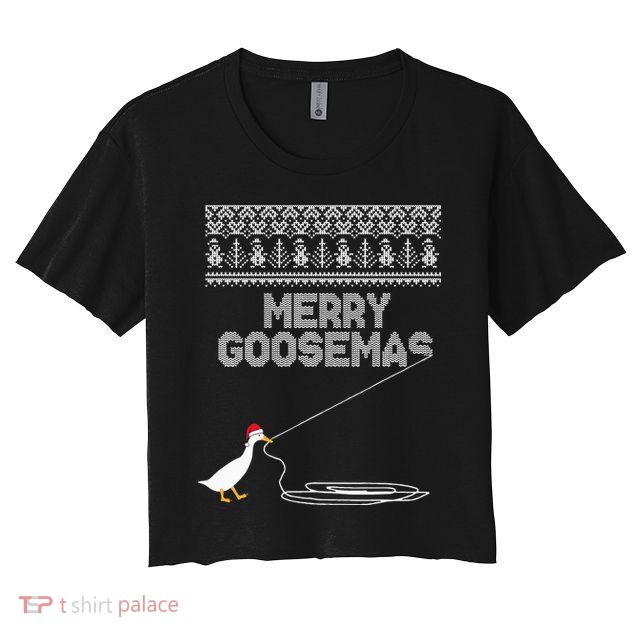 Funny Ugly Christmas Sweater Merry Goosemas Farm Life Crop Top