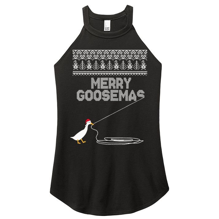 Funny Ugly Christmas Sweater Merry Goosemas Farm Life Women's Perfect Tri Rocker Tank