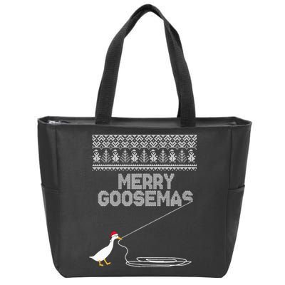 Funny Ugly Christmas Sweater Merry Goosemas Farm Life Zip Tote Bag