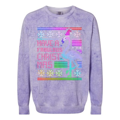 Flamingo Ugly Christmas Colorblast Crewneck Sweatshirt