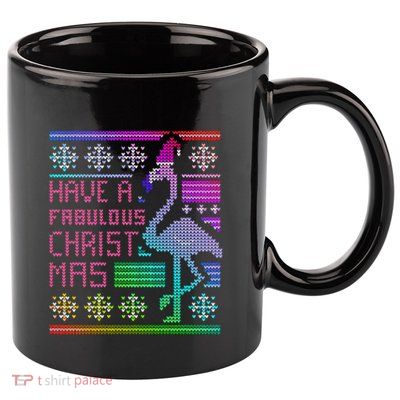 Flamingo Ugly Christmas 11oz C Handle Ceramic Mug