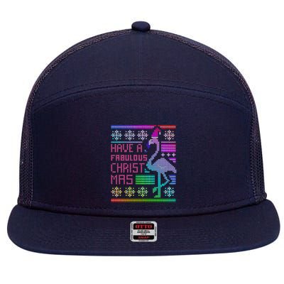 Flamingo Ugly Christmas 7 Panel Mesh Trucker Snapback Hat