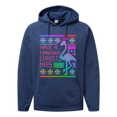 Flamingo Ugly Christmas Performance Fleece Hoodie