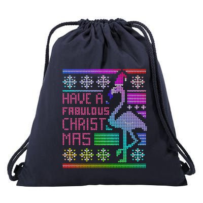 Flamingo Ugly Christmas Drawstring Bag