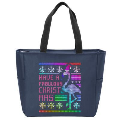 Flamingo Ugly Christmas Zip Tote Bag
