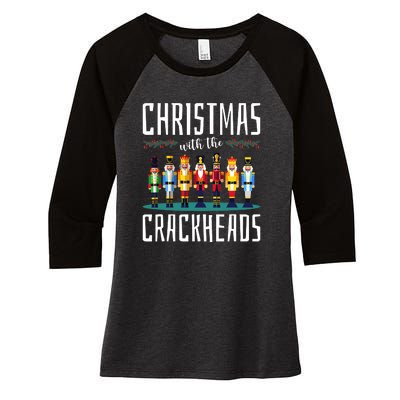 Family Ugly Christmas With The Crackheads Women's Tri-Blend 3/4-Sleeve Raglan Shirt