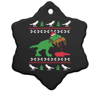 Funny Ugly Christmas Sweater Trex Reindeer Ugly Xmas Trex Great Gift Ceramic Star Ornament