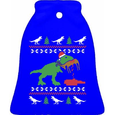 Funny Ugly Christmas Sweater Trex Reindeer Ugly Xmas Trex Great Gift Ceramic Bell Ornament