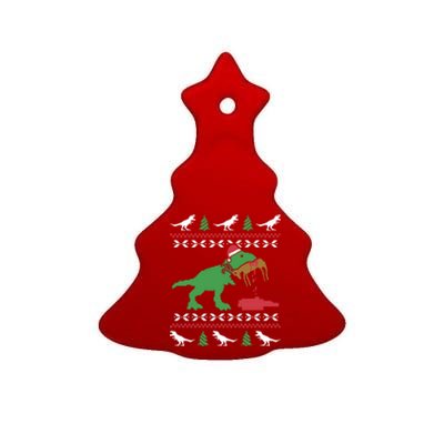 Funny Ugly Christmas Sweater Trex Reindeer Ugly Xmas Trex Great Gift Ceramic Tree Ornament