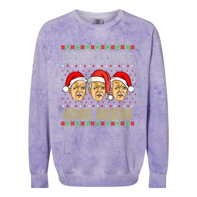 Funny Ugly Christmas Biden Loves Nose Beers Colorblast Crewneck Sweatshirt