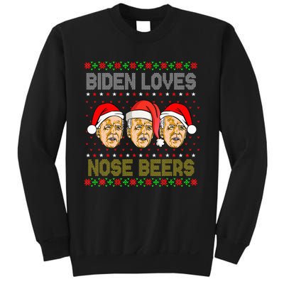 Funny Ugly Christmas Biden Loves Nose Beers Sweatshirt