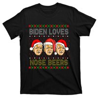 Funny Ugly Christmas Biden Loves Nose Beers T-Shirt