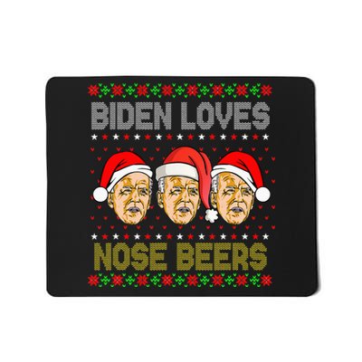 Funny Ugly Christmas Biden Loves Nose Beers Mousepad