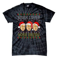 Funny Ugly Christmas Biden Loves Nose Beers Tie-Dye T-Shirt