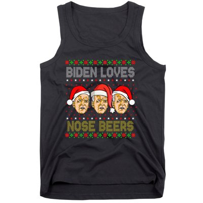 Funny Ugly Christmas Biden Loves Nose Beers Tank Top