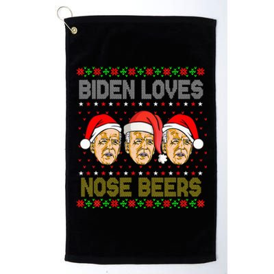 Funny Ugly Christmas Biden Loves Nose Beers Platinum Collection Golf Towel