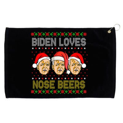 Funny Ugly Christmas Biden Loves Nose Beers Grommeted Golf Towel