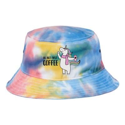 Funny Unicorn Coffee Lover, Ok But First Coffee Tie Dye Newport Bucket Hat