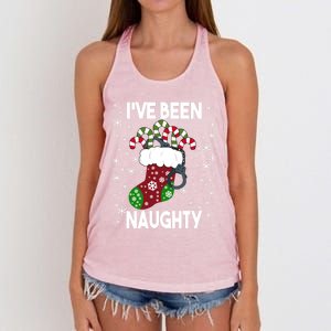 Funny Ugly Couples Christmas IVe Been Naughty Gift Women's Knotted Racerback Tank