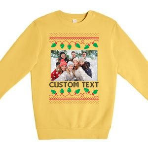 Family Ugly Christmas Sweater Design Custom Photo Text Premium Crewneck Sweatshirt