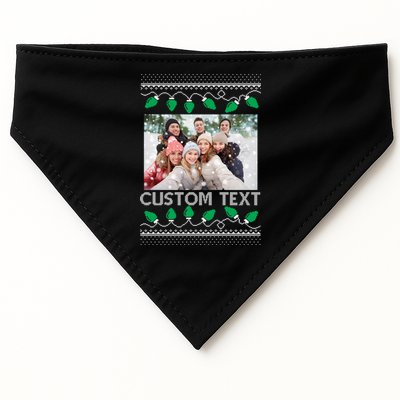 Family Ugly Christmas Sweater Design Custom Photo Text USA-Made Doggie Bandana