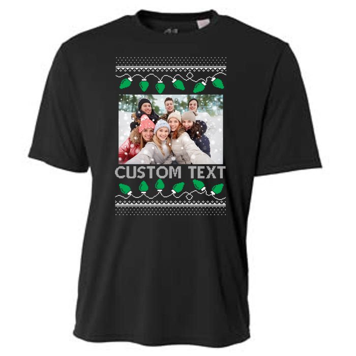 Family Ugly Christmas Sweater Design Custom Photo Text Cooling Performance Crew T-Shirt