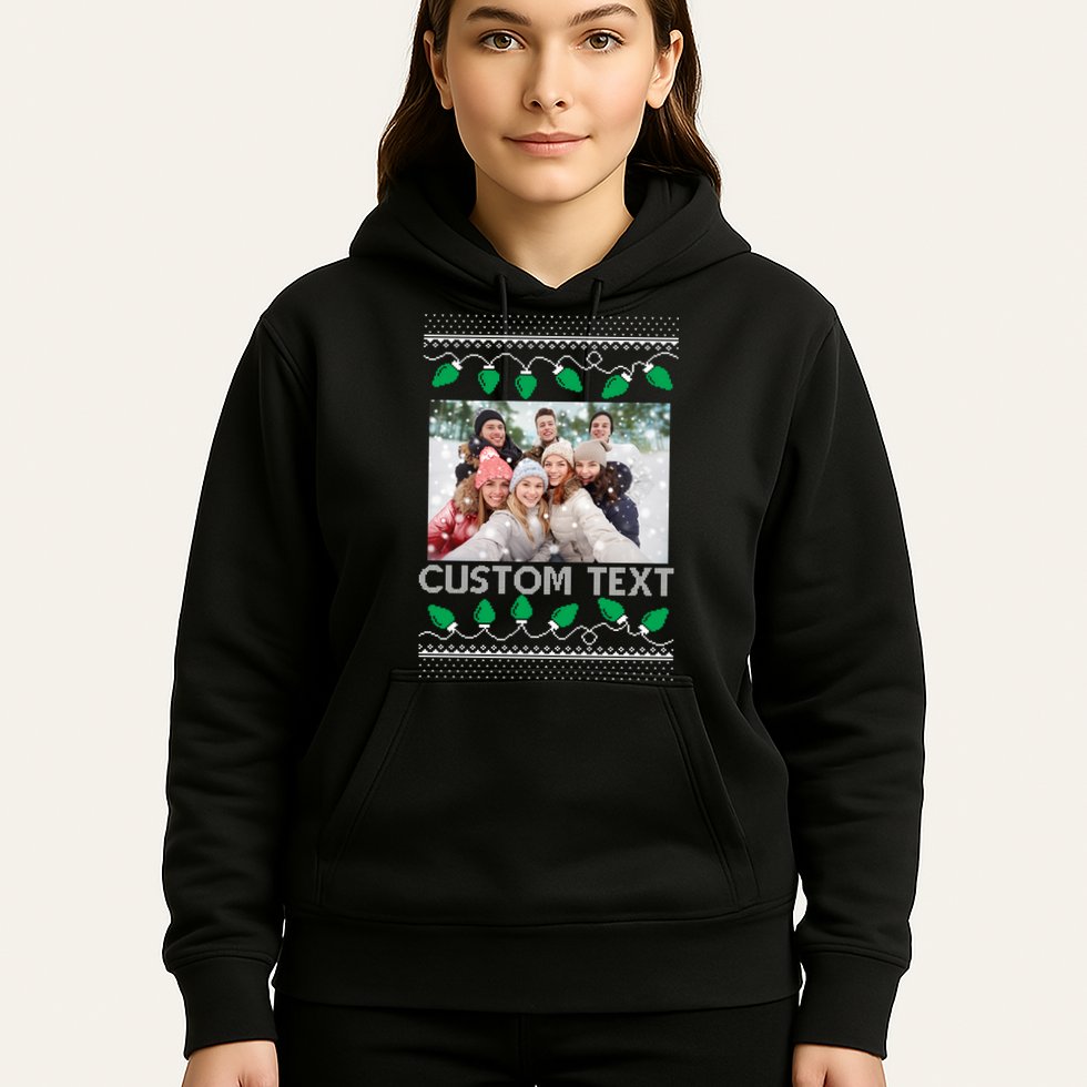 Family Ugly Christmas Sweater Design Custom Photo Text Hoodie