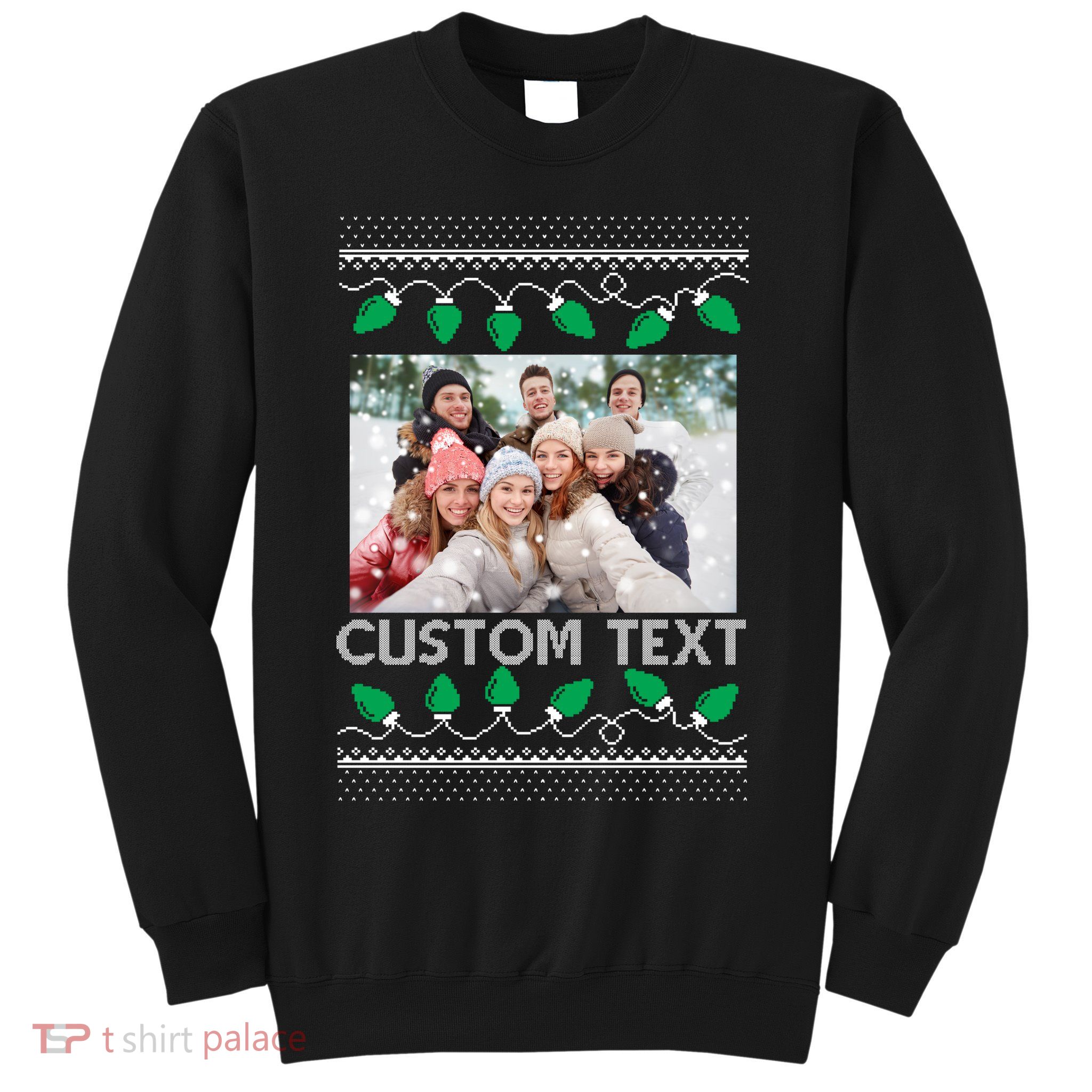 Family Ugly Christmas Sweater Design Custom Photo Text Sweatshirt