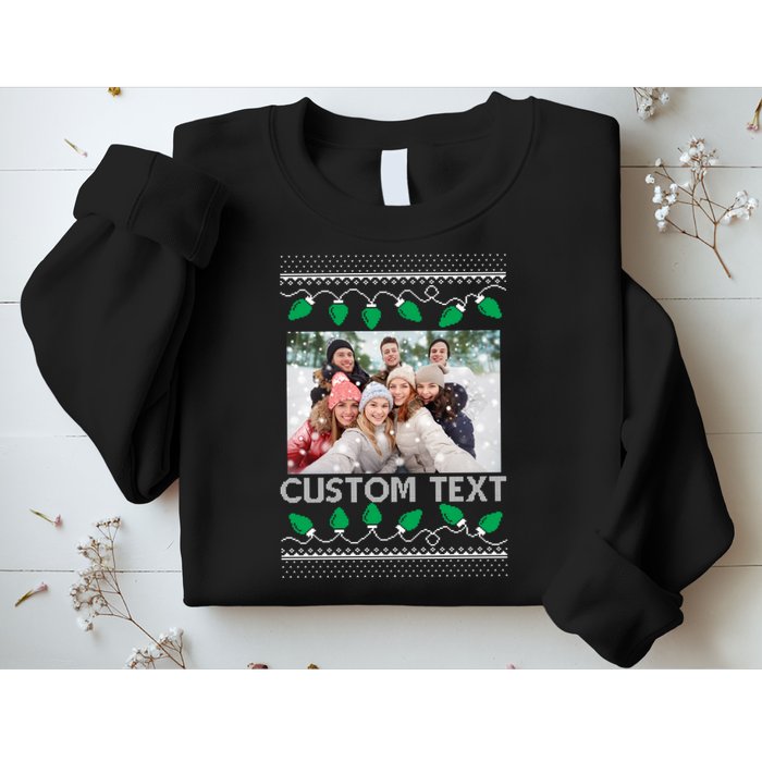 Family Ugly Christmas Sweater Design Custom Photo Text Sweatshirt
