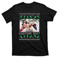 Family Ugly Christmas Sweater Design Custom Photo Text T-Shirt