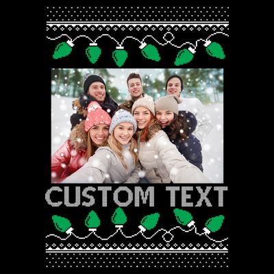 Family Ugly Christmas Sweater Design Custom Photo Text T-Shirt