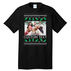 Family Ugly Christmas Sweater Design Custom Photo Text Tall T-Shirt