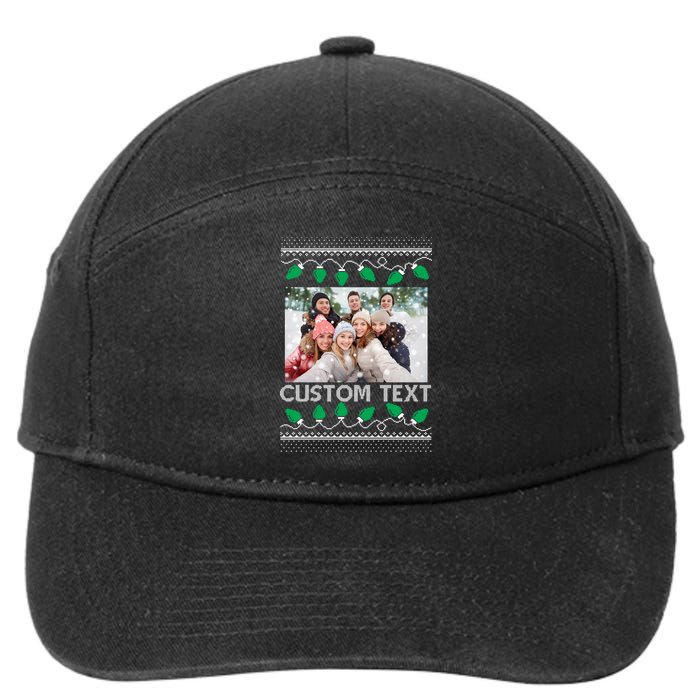 Family Ugly Christmas Sweater Design Custom Photo Text 7-Panel Snapback Hat