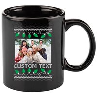 Family Ugly Christmas Sweater Design Custom Photo Text 11oz C Handle Ceramic Mug