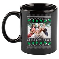 Family Ugly Christmas Sweater Design Custom Photo Text 11oz C Handle Ceramic Mug