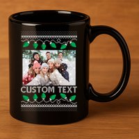 Family Ugly Christmas Sweater Design Custom Photo Text 11oz C Handle Ceramic Mug