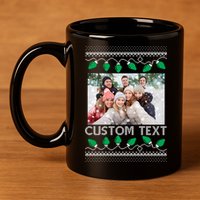 Family Ugly Christmas Sweater Design Custom Photo Text 11oz C Handle Ceramic Mug