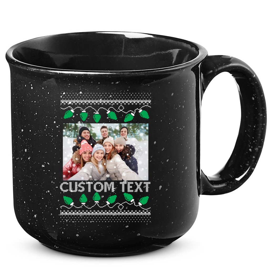 Family Ugly Christmas Sweater Design Custom Photo Text 15oz Campfire Ceramic Mug
