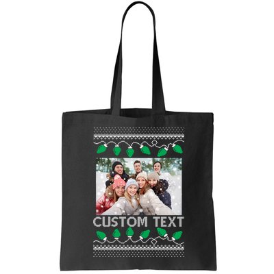 Family Ugly Christmas Sweater Design Custom Photo Text Bag