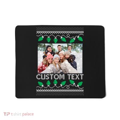 Family Ugly Christmas Sweater Design Custom Photo Text Mousepad