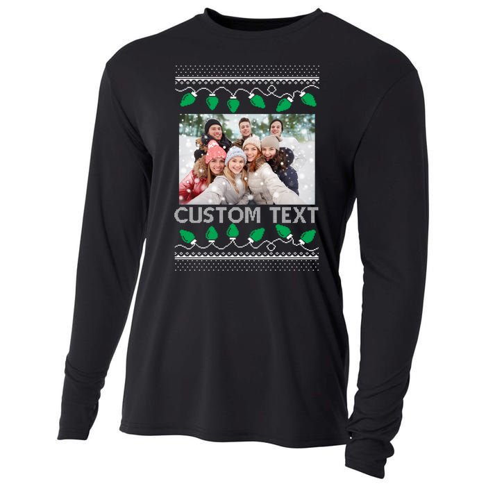 Family Ugly Christmas Sweater Design Custom Photo Text Cooling Performance Long Sleeve Crew