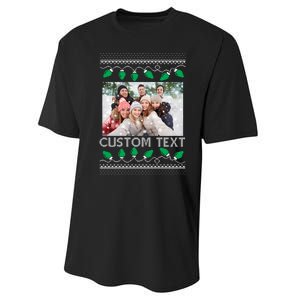 Family Ugly Christmas Sweater Design Custom Photo Text Performance Sprint T-Shirt