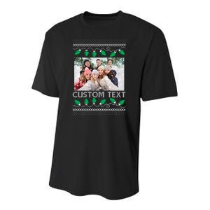 Family Ugly Christmas Sweater Design Custom Photo Text Youth Performance Sprint T-Shirt